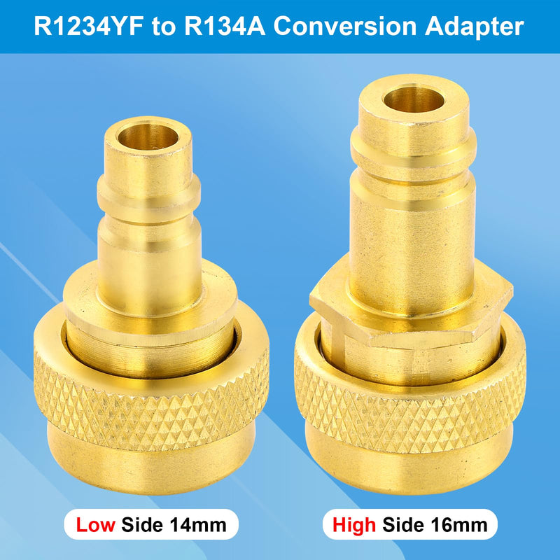 R1234YF to R134A Adapter, A/C R134a to R1234yf Conversion Adapter Kit, R1234yf Quick Couplers Kit High/Low Side Quick Coupler R1234YF AC Charging Hose Adapter Fitting Type 1