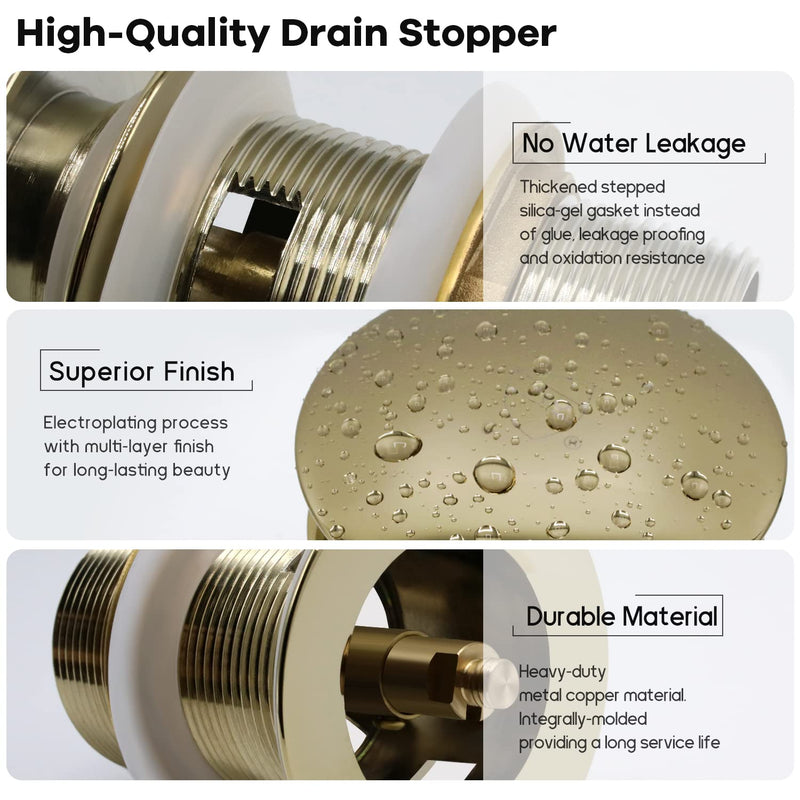 FerdY Pop-up Drain for Freestanding Bathtub, Gold Finish, cUPC Certification, Freestanding Bathtub Drain Stopper Drain-gold