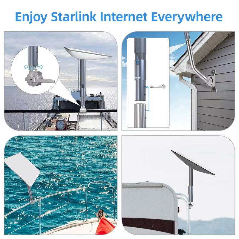 Starlink Mounting Kit,Starlink Pipe Mount Adapter,Aluminum Alloy Starlink Pole Mount for V2 Rectangular Starlink Satellite Dish Antenna,for Starlink,TV Mast and Satellite Mast