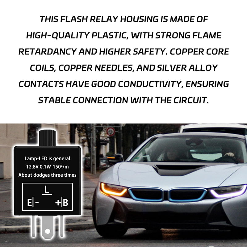 Flasher Relay for LED Turn Signal CF14 LED Flasher Relay 3-Pin 12V LED Electronic Turn Signal Flash Plugin Flasher for Lights Fix Hazard Warn Hyper Blink Flash CF-14 EP35(Adjustable) CF14 Adjustable