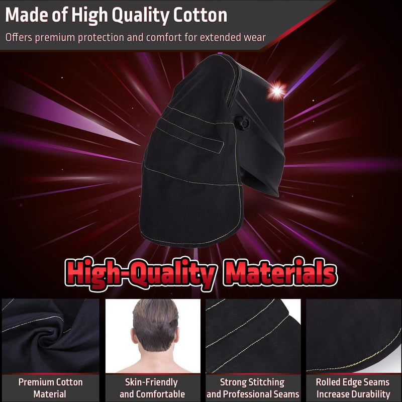 MATINA Welding Helmet Cover, Welding Helmet Accessories Extended FR Cotton Hood Back Cover with Press Fit Seal, Welding Hood Accessories for Welding Neck Protector, Fit for Most Welding Helmets