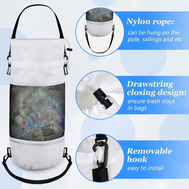 2 Packs Portable Boat Accessories Mesh Trash Bags Trash Can Garbage Container for Boat Kayak Camper Fishing Cabin Storage Men Women Adults(Black, White) Black, White