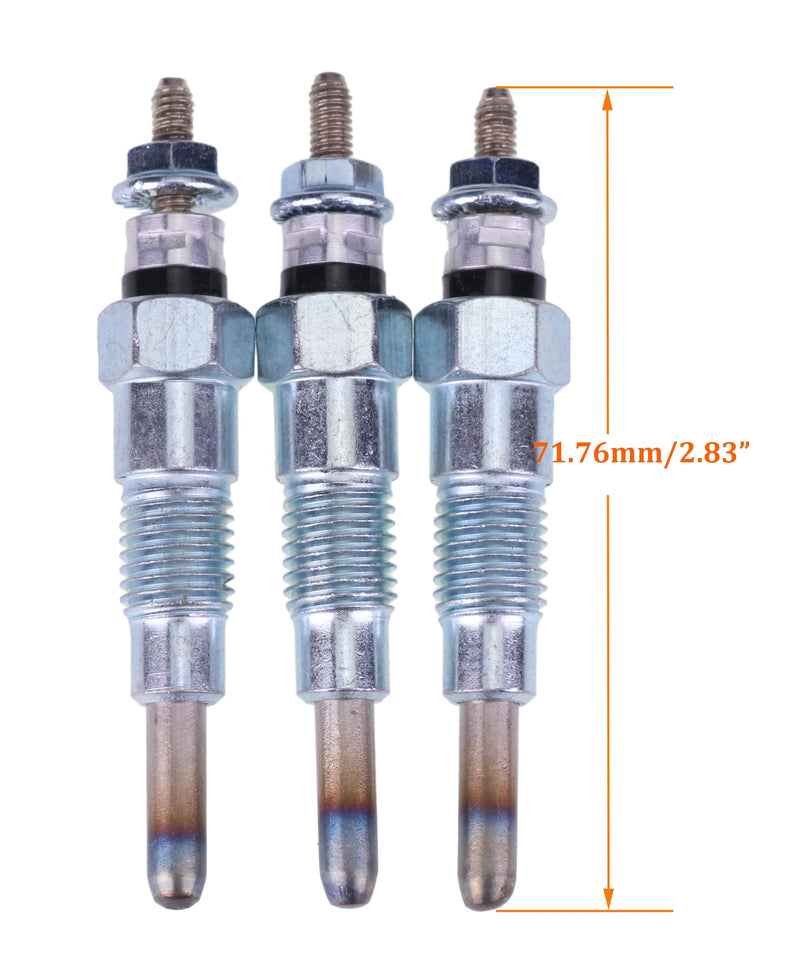 JEENDA 3PCS Glow Plugs M811937 MIU802457 for John Deere X495 X595 X740 X744 X748 X749 X750 X754 X758 1435 1023E 1025R 1026R 2025R 2026R 2305 2320 2030A 850D 855D Yanmar Engine 3TNV76 3TNM74 3TNV70