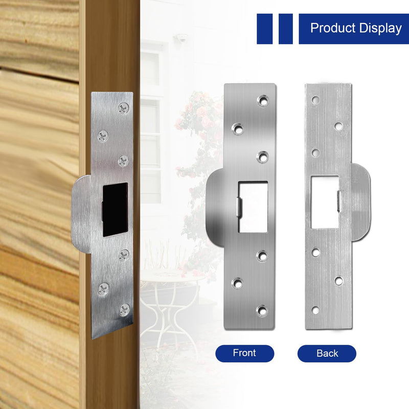 U 9476 Security Latch Strike, Extra Long Door Strike Plate 7", Reinforced Enlarged Striker Plate with Large Hole, Fix Door Won't Latch in, Extended to Cover Worn Slot (Satin Nickel, 2 Pack) Satin Nickel