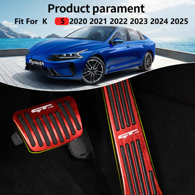 Aluminum Alloy Pedals Cover for K 5 2020 2021 2022 2023 2024 2025 Non-Slip Auto No Drilling Aluminum Brake and Accelerator Pedal Covers 2PCS(RED) Red1