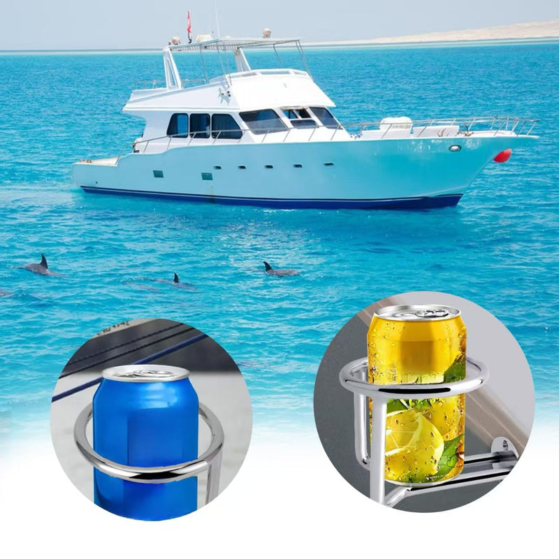 Boat Ring Cup Holder 304 Grade Stainless Steel Heavy Duty Ringlike Water Drink Holder for Marine Yacht Trucks Car (2PCS) 2