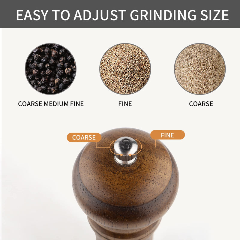 Pack of 2 Wood Pepper Grinder Set, 10 Inch Salt Mill And Pepper Grinder Set, Pepper Mill, Salt Shakers with Adjustable Ceramic Rotor - Oak Wood Pepper Grinder And Salt Mill for Your Kitchen 10 Inches - 2 Pack