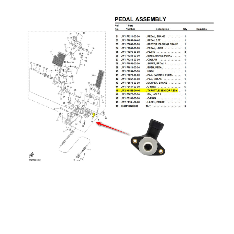  [AUSTRALIA] - Drive-up Golf Cart Yamaha G29 YDRE Throttle Position Sensor Sensor Accelerator OEM#JW2-H5885-00 Yamaha G29 YDRE Sensor Accelerator