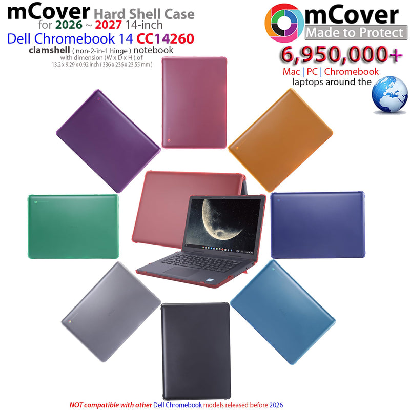 mCover Case ONLY Compatible with 2026+ 14-inch Dell Chromebook 14 CC14260 Clamshell Laptop (Without 360 ° Hinge, NOT Fitting Any Other Dell Models)- Green