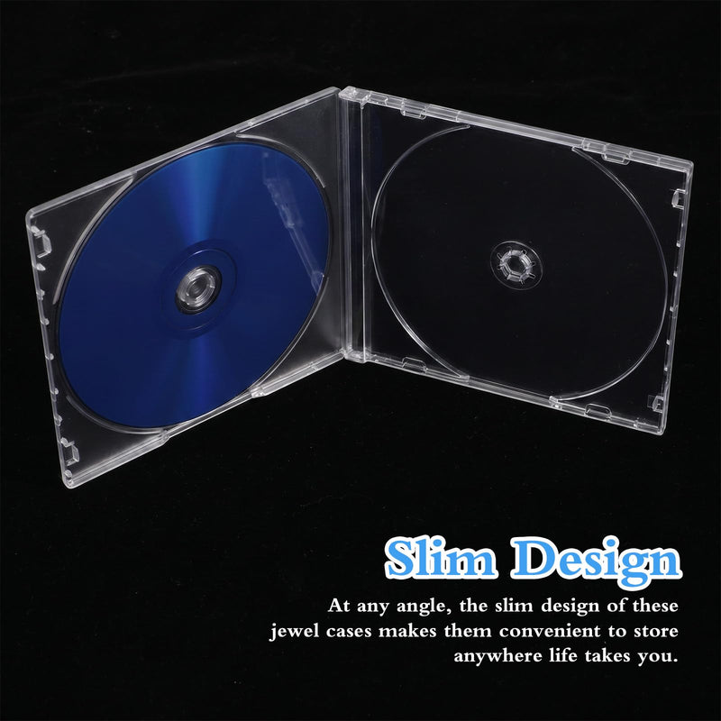 5 Pack CD DVD Blu-Ray Clear Slim Jewel Cases, 5.2 mm | CD Case Slim Single Super Clear PP Poly Plastic CD DVD Case Disc Storage Wallets(Clear, 5.0 × 4.9 × 0.2 in)
