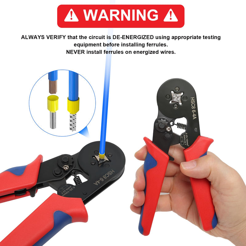 Ferrule Crimping Tool Kit, 1800PCS Wire Ferrules Self-Adjustable Ratchet AWG 23-7 Crimping Tool Pin Terminal Connectors for Electrical, Automotive, Audio, and DIY Projects