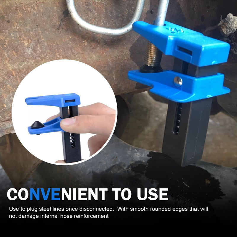 4 PCS Car Brake Line Clamp, Car Brake Oil Line Plug Tool, Automatic Fluid Stop Clamp Set, Universal for Most Cars (Blue)