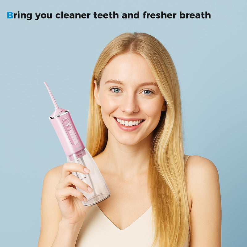 LINKEVAP Water Flosser for Teeth Pick,360ML Rechargeable Travel Oral Irrigator Cleaner,IPX7 Waterproof Daily Dental Care Machine for Home (Pink) Pink