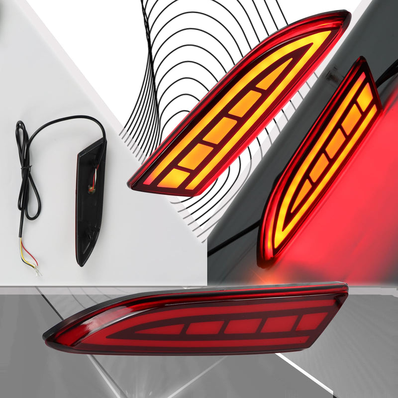 [AUSTRALIA] - LED Rear Bumper Reflectors Light Fog Brake Tail Lamps Compatible with Ford Focus 2012-2018 Pair Driver and Passenger Side Sedan/Hatchback (Not Fit ST& SEL) 12-14 Stock Reflector Trim (Red) Red