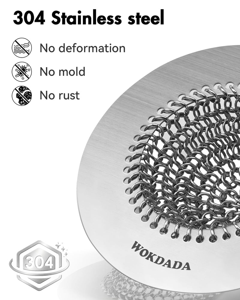 Wokdada 2 PCS Kitchen Sink Drain Strainer, Flippable Mesh Sink Strainer, 304 Stainless Steel Sink Screen, Easy Clean Large Basket Strainer, Anti-Clog Garbage Disposal Cover Fit for Standard Sink Drain Bright Silver Silver