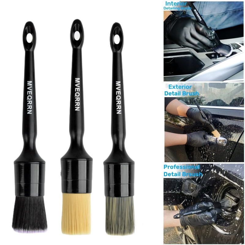 6pcs Car Detailing Brush Set-2pcs Boars Hair Car Detailing Brushes,2pcs Ultra Soft No Scratch Detailing Brush for Air Vent,Leather Seat 2pcs Detail Brushes car Detailing for Interior Exterior 6pcs car detailing brush set (AS PICTURES)
