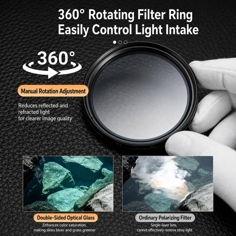 52mm Clip-on CPL Phone Camera Lens Filter Kit, Circular Polarizer Polarizing Filter Compatible with iPhone 17 16 15 14 13 12 11 52mm CPL Filter
