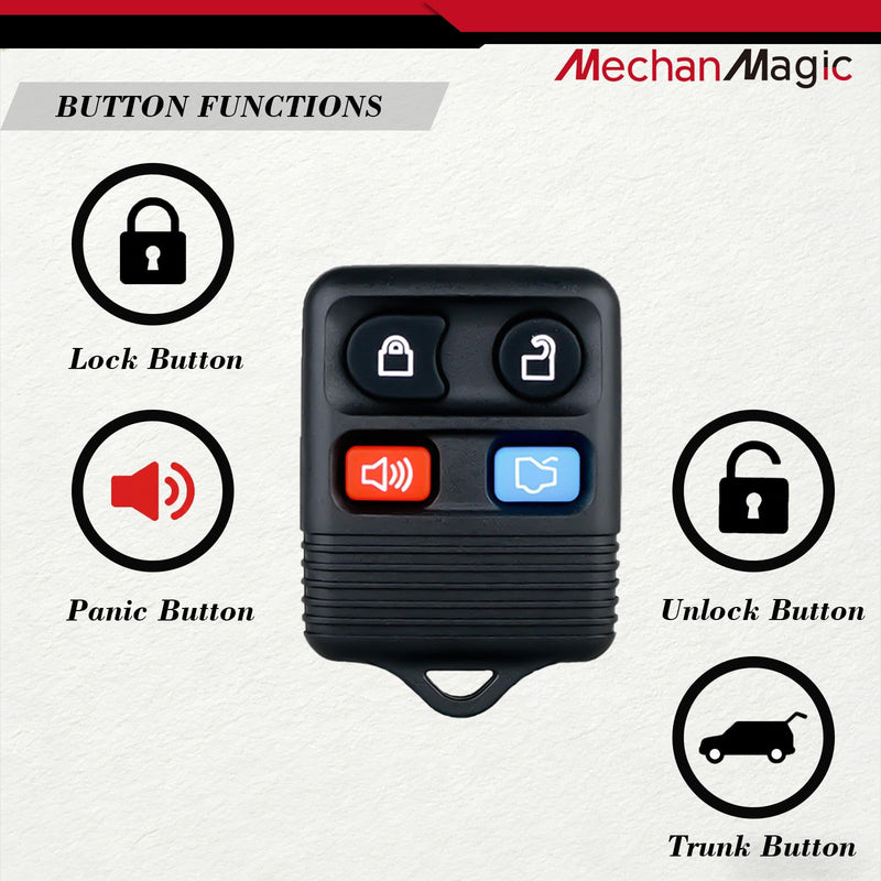 Key Fob Replacement Fits for Ford Mustang Expedition Explorer Taurus Lincoln Navigator Town Car Mercury Sable 1998-2004 CWTWB1U311 Remote with Uncut Transponder Ignition Key (H72-PT 4C)