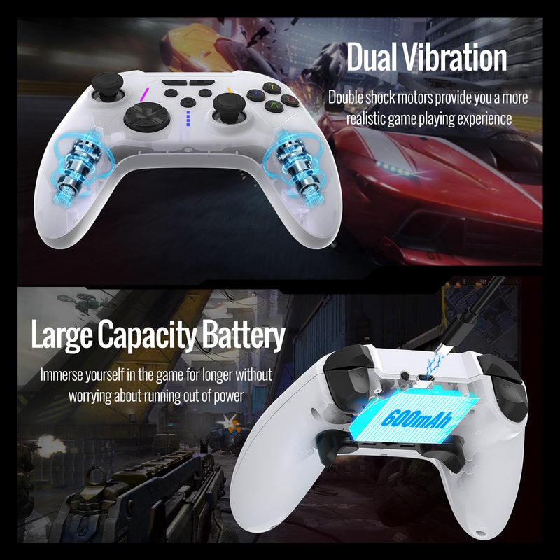 BETMI Wireless Controller Compatible with Xbox|PC with 2.4GHz Adapter | Hall Effect Triggers & Joysticks/Turbo/Macro/Dual Vibration/RGB Light, Gamepad Compatible with Xbox One, Series X/S (White)