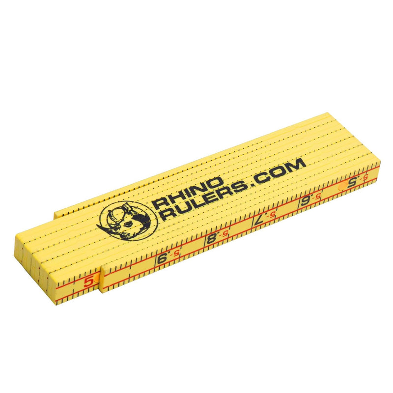 MARSHALLTOWN Rhino Rulers, Oversized Brick Spacing, Accurate Measurements, Easy-to-Close Folding Joint Design, Masonry Ruler, Weather Resistant, 6647 Oversized Brick Yellow