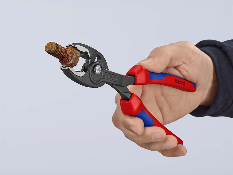 Knipex TwinGrip Adjustable Front Grip Plier Black with Multi-Component Sleeves 200mm 82 02 200 Flat