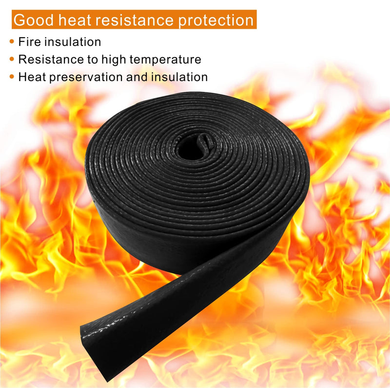 Insulation Heat Shielded Fire Thermo Armor Fire Sleeve Silicone Coated Fiberglass Heat Protection for Automotive Hose Lines & Electrical Wiring-（Black 3/4" ID x5FT） Black 3/4" ID x 5FT