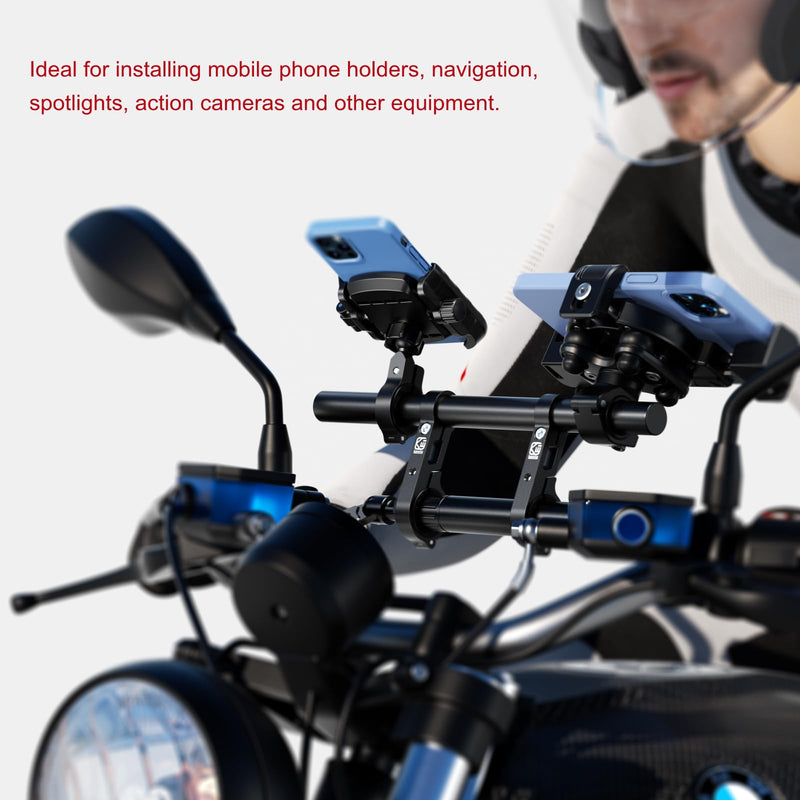 BRCOVAN Aluminum Alloy Handlebar Extender Extensions with 11.81'' Long Cross Bar with Double Clamp Mounting Base Fit 0.875'' / 1'' / 1.125'' / 1.26'' Handlebars for Bike Bicycle Motorcycle Scooter ATV