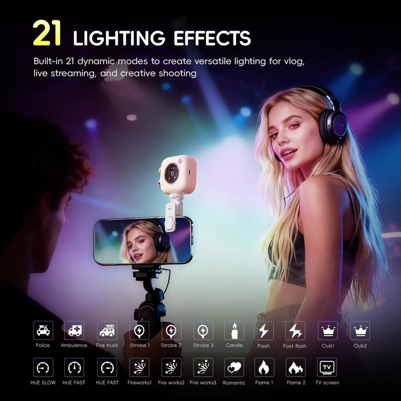 PHOTOOLEX Selfie Light, Portable LED Video Light, Soft Glow Fill Light | with Clip & Mini Tripod, CRI 96+/2500K-9900K/2000mAh Battery, for Phone Webcam Laptop Photo Makeup, Gift for Friends