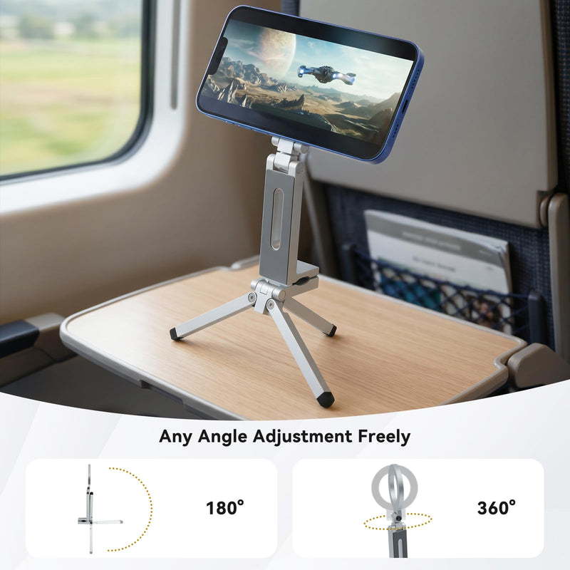 360° Rotating for MagSafe Tripod, for iPhone 17 16 15 14 13 Pro Max | Aluminum Adjustable Magnetic Phone Stand with Clip, Magsafe Tripod Stand Fits Vlog, Gym, Travel Essentials Accessories