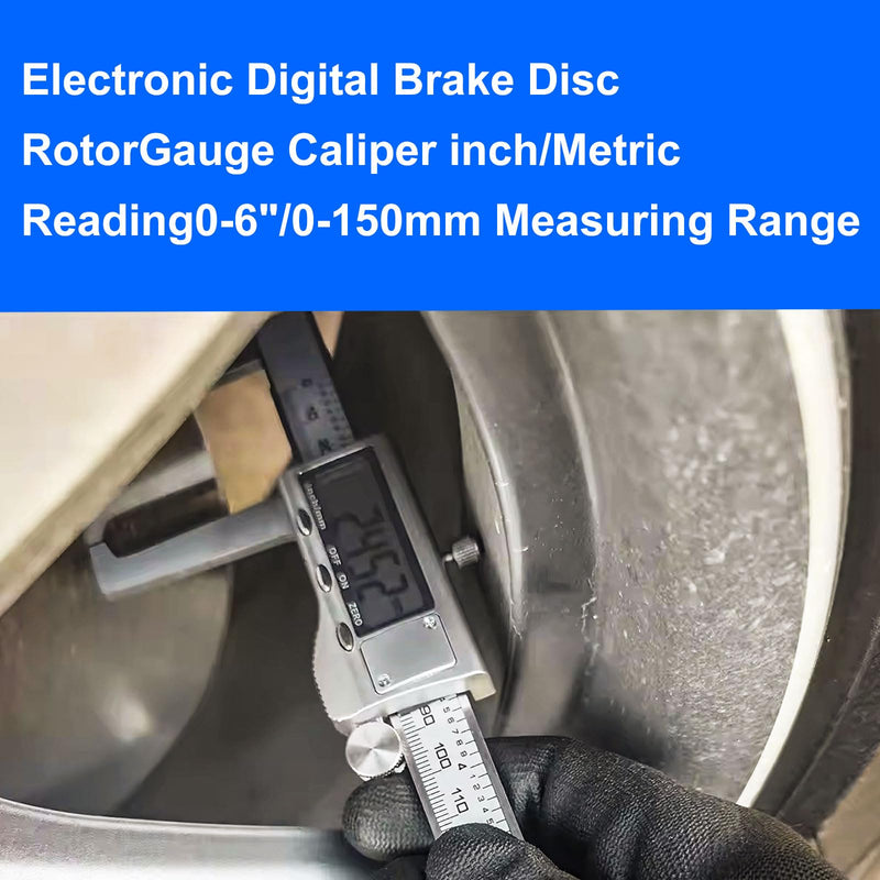 GODESON Disc Brake Rotor Micrometer,Digital Caliper Measuring Tool for Disc Brake-6 Inch/150mm,Brake Measuring Tool wtih Caliper- Inch/Metric Conversion, Brake Caliper with Stainless Steel 6 INCH