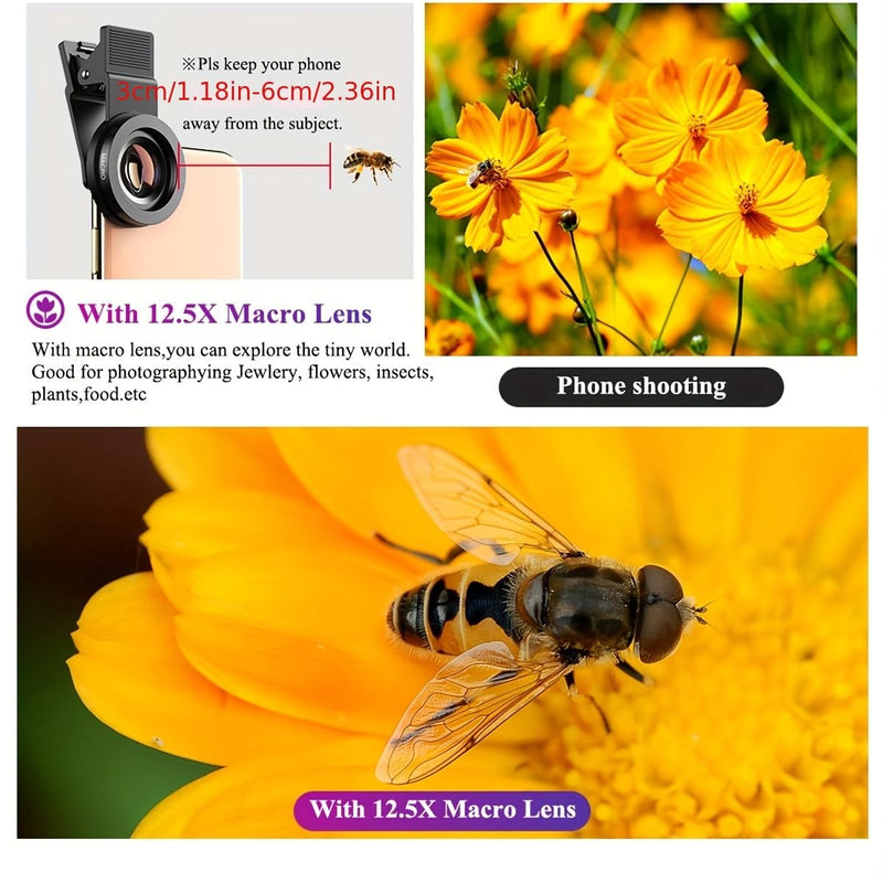 New HD 37mm 0.45x Super Wide Angle Lens with 12.5X Super Macro Lens for iPhone Smartphones Phone Lens Kit
