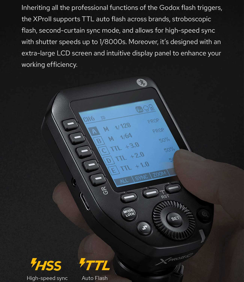 Godox XProII-N TTL Wireless Flash Trigger Transmitter Compatible with Nikon Cameras, 2.4G HSS 1/8000S Bluetooth Connection, Quick Hotshoe Locking (Upgraded XPro-N)