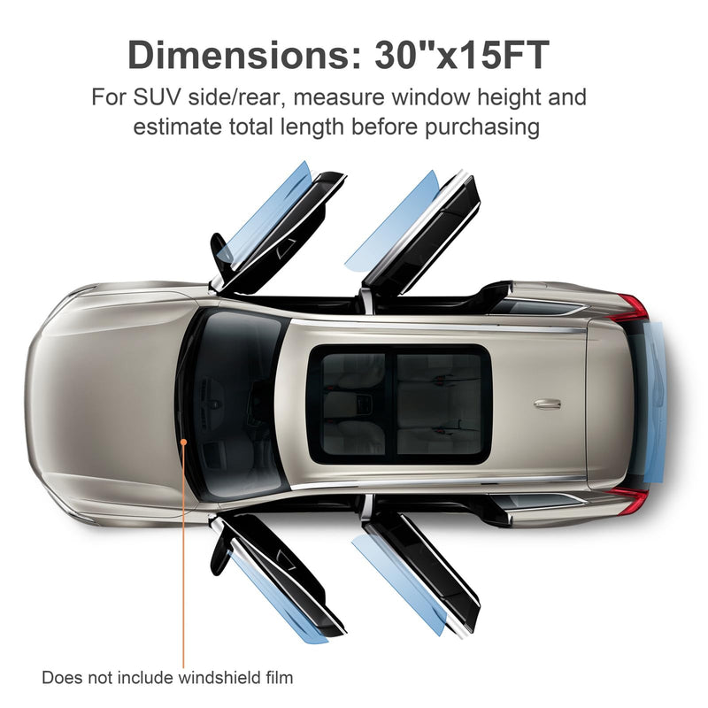 Window Tint Film for Cars Privacy Protection Automotive Film 35% VLT Nano Ceramic Car Winodw Tint Front Windshield Heat Glare UV IR Rays Block Scratch Resistance 30" X15ft 30"x15FT - for SUV Side/Rear