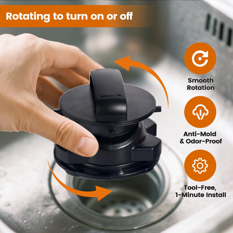 Garbage Disposal 75257 Magnetic Stopper with with Natural Loofah for Insinkerator Sink Garbage Stopper Cover Control & Pro Cover Control Disposer, Replaces 75052/74094/74052/74275, ABS Black