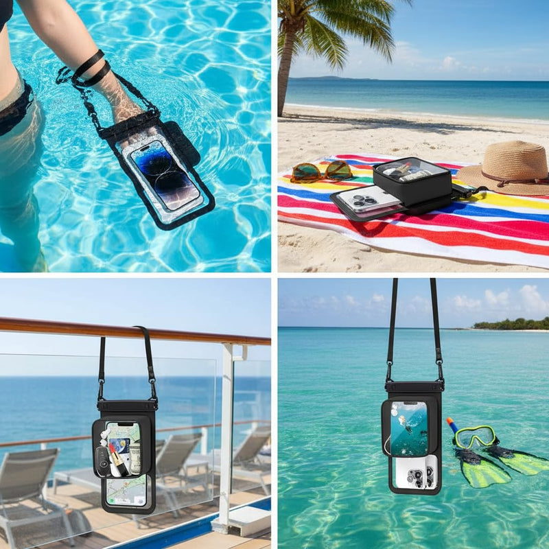 IPX8 Waterproof Phone Pouch, Large Space, up to 8.5" Black