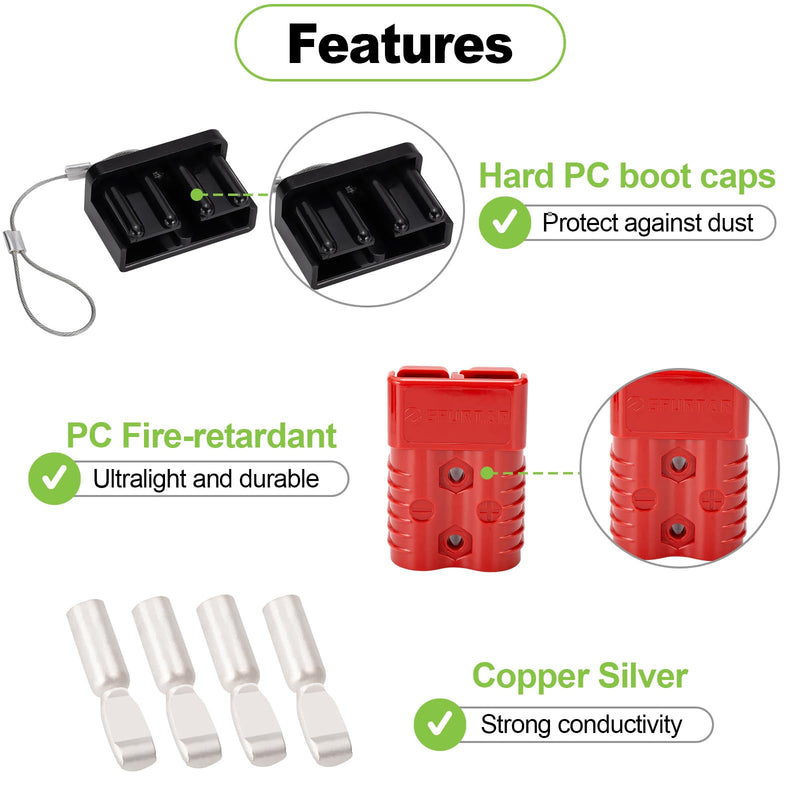 Spurtar 175A Battery Quick Connect/Disconnect, 1/0 AWG Wire Harness Plug Connector, 12-36V Quick Connect Jumper Cables for Car ATV Lifts Motors Trailer Towing Winch Quick Connect Systems, 4PCS, Red 4 Pack