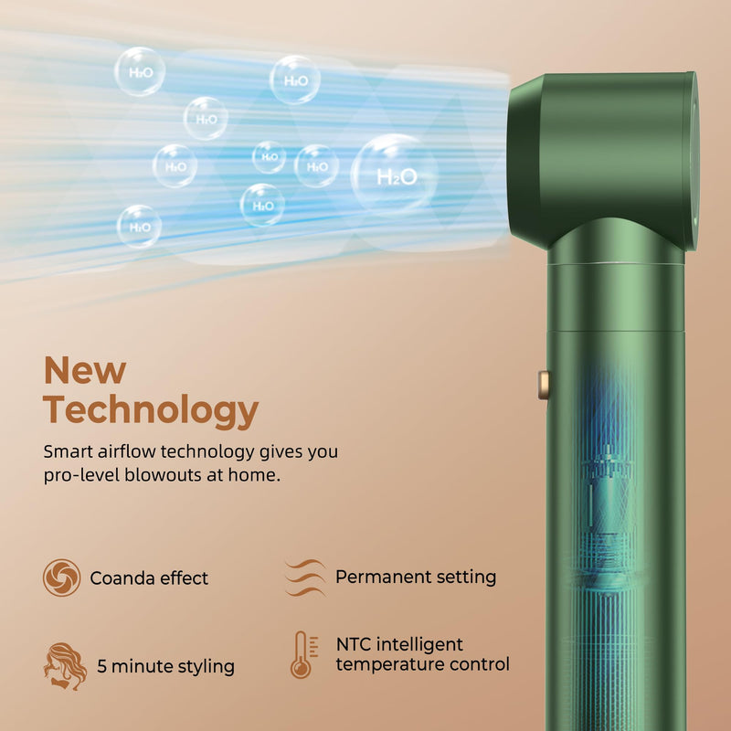 UKLISS Air Styler 5 in 1 Hair Styler Set 1000W Hot Air Styler High Speed Lonic Multi Styler Hair Dryer Brush, Auto Air Curler, Volumizer, Round Brush for Women Green