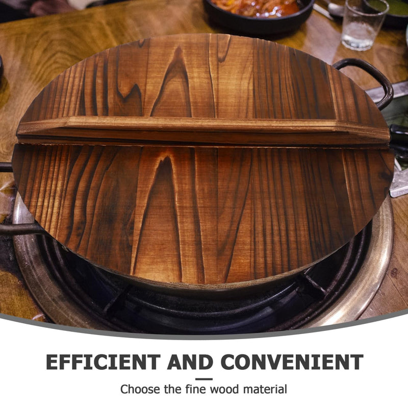 Anti-Scalding Pot Lid 12.59 Inch Wooden Handle Cover Kitchen Cooking Tool Anti Oil Splashing Protector for Home and Asian Wok Cooking 32*32*1.6cm As Shown