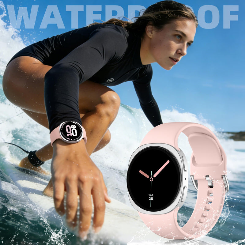 Sport Band for Samsung Galaxy Watch 9 8 40mm 44mm/Watch 8 Classic 46mm | 5 Pack No Gap Soft Silicone Strap, Waterproof Replacement Wristband for Samsung Watch Bands Men Women Black/Pink/Gray/Dark Purple/Wine Red