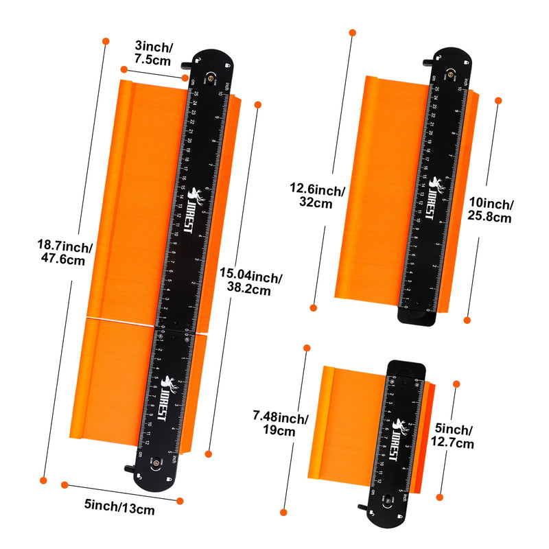 JOREST Connectable Contour Gauge (10+5 Inch), Gifts Ideas for Men Dad Handyman Husband Him, Shape Profile Duplicator with Lock, Outline Angle Measuring Tool, Template Tool, Tile Flooring, Scribe Edge 15 Inch Package