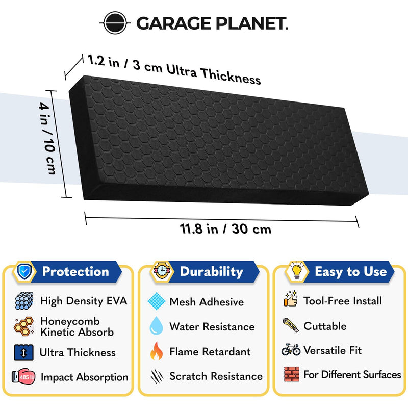 WP01 Garage Wall Protector Car Door Protector, Tool-Free, Designed in Australia (Black, 4 Pack) Black
