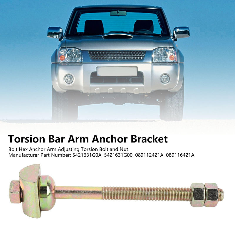 Front Bolt Hex Anchor Arm Adjusting Torsion Bar for D21 D22 4WD RWD PLD, with 5421631G0A 5421631G00 089112421A 089116421A, easy installation, anti erosion properties