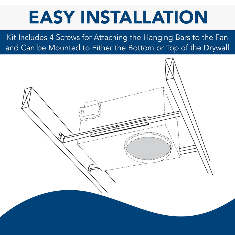 Broan-NuTone MHB4 Hanger Bar Set for InVent Series Bath Exhaust Fans, Silver, Steel, 4 Pieces