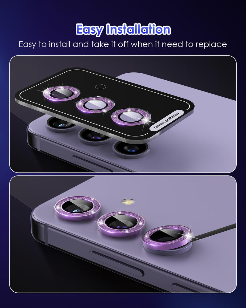 Compatible for Samsung Galaxy Z Fold 7 / Z Fold 8 Ultra Camera Lens Protector Glitter Bling Individual Aluminium Alloy Ring 9H Tempered Glass Decorative Accessories Camera Cover Purple Galaxy Z Fold 7/Z Fold 8 Ultra