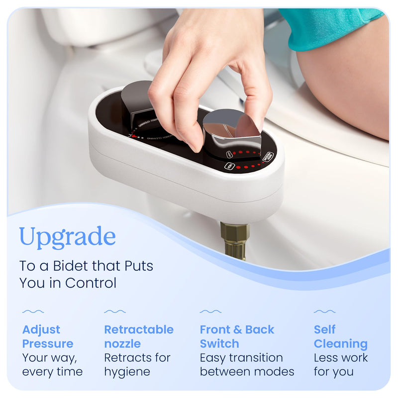 CLEAR REAR Bidet Attachment for Toilet Seat - Non-Electric with Self Cleaning Dual Nozzles, Leak Proof Connectors, Adjustable Water Spray, Rear & Feminine Wash - Hygienic Bathroom Upgrades (Black) A. Cold Water/Black 1.0