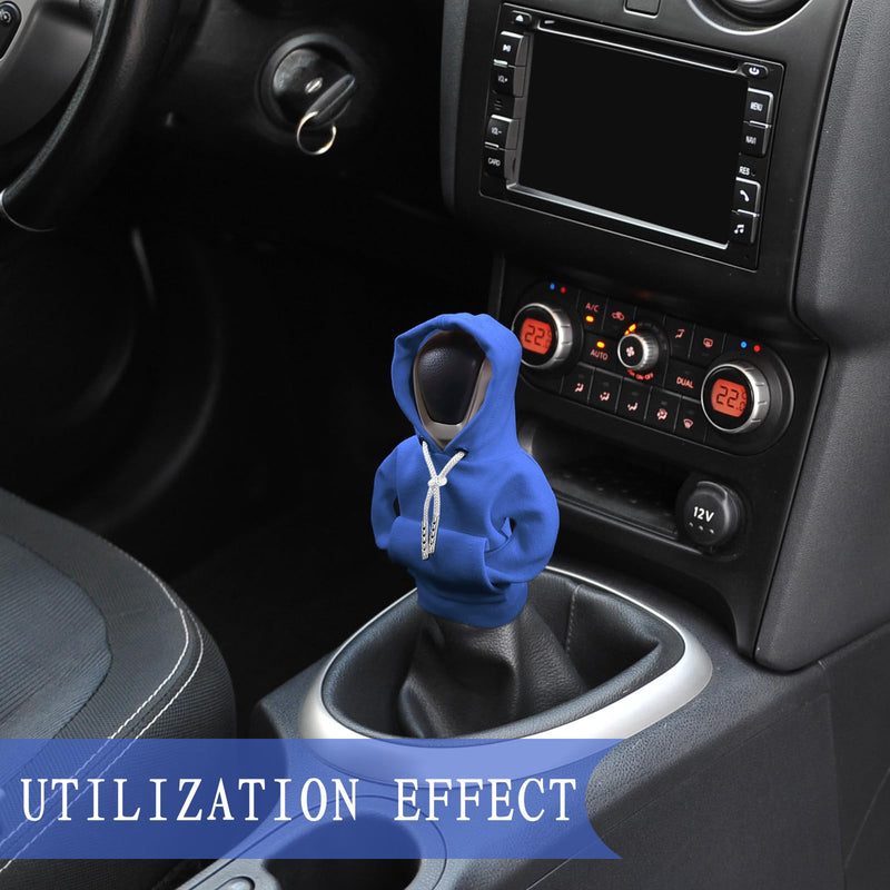 vvag Gear Shift Hoodie,Universal Shift Knob Hoodie, 4.7 Inch Car Shifter Stick Protector Decoration, Funny Hoodie Car Gear Shift Cover, Auto Interior Accessories Shifter Hoodie (Blue) Blue