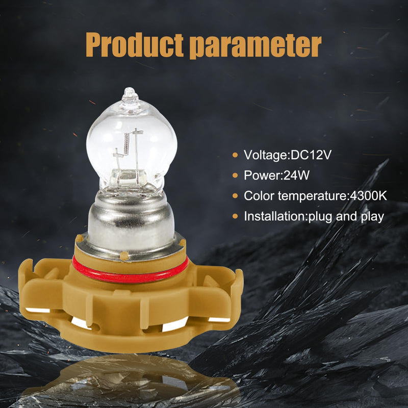 2 PCS Car Halogen Fog Light Bulb, PSX24W 3200-3500K Clear Light Source UV-resistant Quartz Glass Steering Brake Light, Lighting Replacement Modification Accessory, for Most Cars (White) 2 PCS White #PSX24W