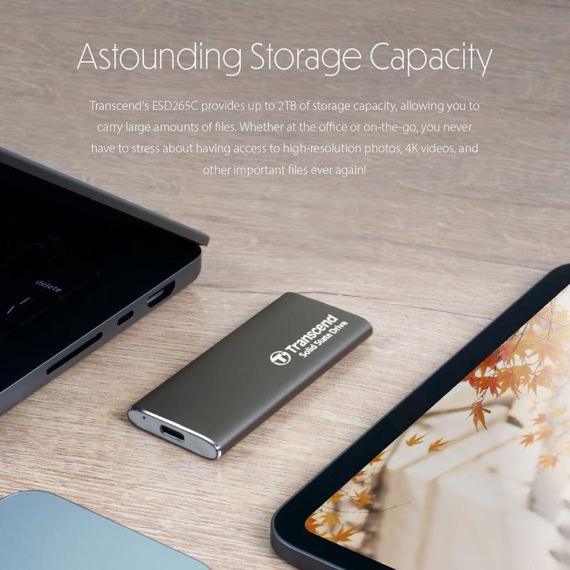 Transcend Portable SSD 500GB External Solid State Drives, up to 1050MB/s USB C SSD External Hard Drive USB 3.2 Gen 2 for iPhone, iPad, Windows, Mac, Android, Tablets, PS5, PS4, Xbox and Smart TV Iron gray (1050MB/s)