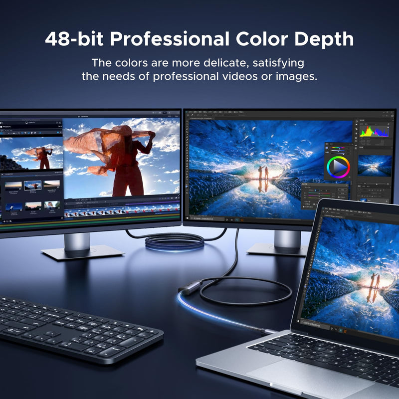 UGREEN 16K@60Hz USB C to DisplayPort 2.1 Adapter 8K@120Hz 48-bit Color Depth 80Gbps Thunderbolt 5/4 to Display Port Compatible with iPhone 17 ProMax, MacBook Pro/Air/Mini, iPad, Galaxy, Steam Deck
