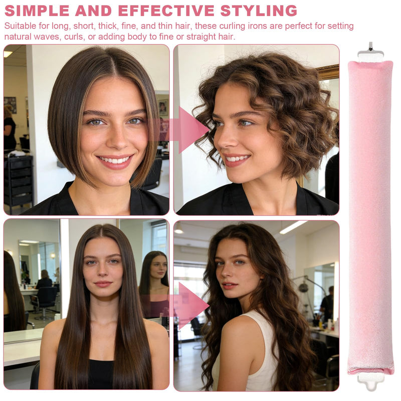 3 Pcs Heatless Blowout Rods, Heatless Curling Rod Pink | No Heat Curls To Sleep for Curl Rod Satin Flexi Rods Women Long Hair Styling Tools for All Hair